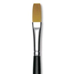 Trekell Synthetic Gold Taklon Brush - Flat, Long Handle, Size 12, close-up