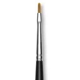 Trekell Synthetic Gold Taklon Brush - Filbert, Long Handle, Size 0, close-up
