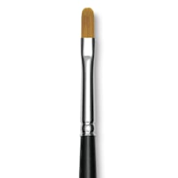 Trekell Synthetic Gold Taklon Brush - Filbert, Long Handle, Size 4, close-up