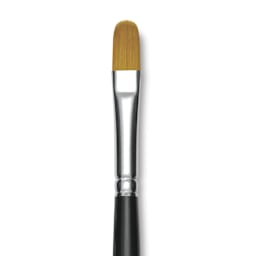 Trekell Synthetic Gold Taklon Brush - Filbert, Long Handle, Size 10, close-up