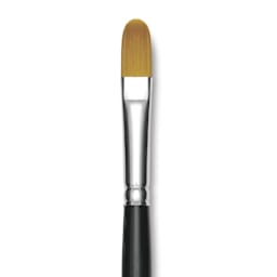 Trekell Synthetic Gold Taklon Brush - Filbert, Long Handle, Size 12, close-up