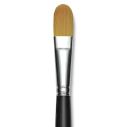 Trekell Synthetic Gold Taklon Brush - Filbert, Long Handle, Size 20, close-up