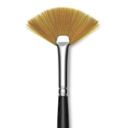 Trekell Synthetic Gold Taklon Brush - Fan, Long Handle, Size 4, close-up
