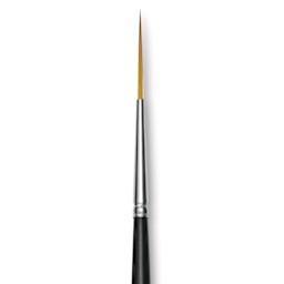 Trekell Synthetic Gold Taklon Brush - Script/Rigger, Long Handle, Size 0, close-up