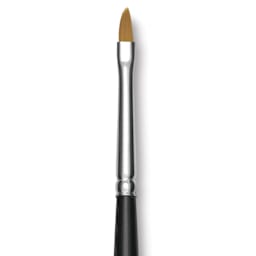 Trekell Synthetic Gold Taklon Brush - Cat's Tongue, Long Handle, Size 2, close-up