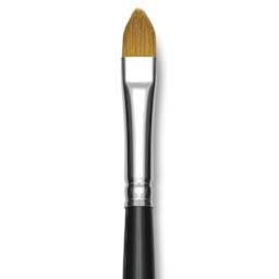 Trekell Synthetic Gold Taklon Brush - Cat's Tongue, Long Handle, Size 10, close-up