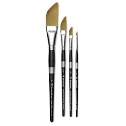Trekell Synthetic Golden Taklon Brushes - Short Handle, Dagger brushes laid out