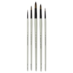 Silver Brush Black Pearl Synthetic Brushes - Series BP-6405, Detail Round, Set of 5, laid out