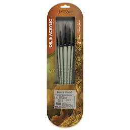 Silver Brush Black Pearl Synthetic Brushes - Series BP-6405, Detail Round, Set of 5, front of the packaging
