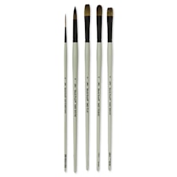 Silver Brush Black Pearl Synthetic Brushes - Series BP-6406, Basic Variety, Set of 5, laid out