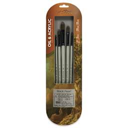 Silver Brush Black Pearl Synthetic Brushes - Stroke, Portrait and Figure Painting, Set of 5, front of pack