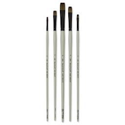 Silver Brush Black Pearl Synthetic Brushes - Landscape and Still Life Painting, Set of 5, laid out