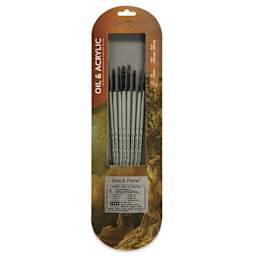 Silver Brush Black Pearl Synthetic Brushes - Variety Detail Painting, Set of 8, front of the pack