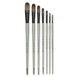 Silver Brush Black Pearl Synthetic Filbert Brushes in various sizes laid out