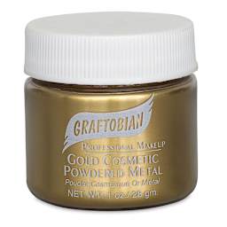 Graftobian Metal Mania Powder - Front view of jar of Gold  Powdered Metal
