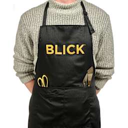 Blick Classic Black Apron with Logo with items in pockets (not included)