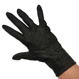 Montana Nitrile Gloves - Large, Pkg of 100 Pairs, hand inside of the packaging