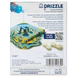 FolkArt Drizzle Volcano Paint Pour Tools - Set of 8, back of the packaging