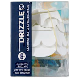 FolkArt Drizzle Volcano Paint Pour Tools - Set of 8, front of the packaging