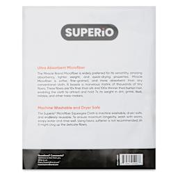 Superio Microfiber Cloth - Dark Gray, 20" x 31", back of packaging