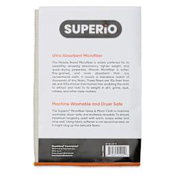 Superio Microfiber Cloths - Light Gray, 14" x 16", Pkg of 2, back of packaging