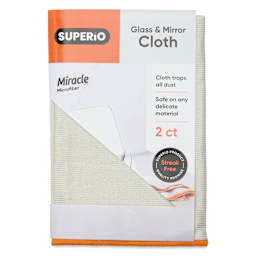Superio Microfiber Cloths - Light Gray, 14" x 16", Pkg of 2, front of packaging