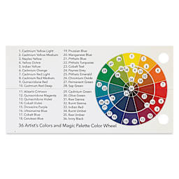 Magic Palette Color Matching Guide - 36 Colors listed and color wheel shown
