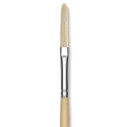 Utrecht Rhenish Pure Hog Bristle Brush - Extra Long Filbert, Size 2, Long Handle (close-up)