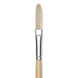 Utrecht Rhenish Pure Hog Bristle Brush - Extra Long Filbert, Size 4, Long Handle (close-up)