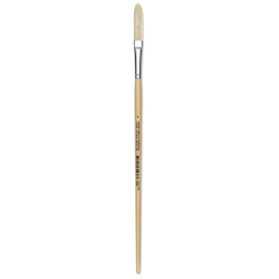 Utrecht Rhenish Pure Hog Bristle Brush - Extra Long Filbert, Size 6, Long Handle (full length)