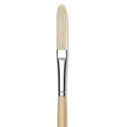 Utrecht Rhenish Pure Hog Bristle Brush - Extra Long Filbert, Size 6, Long Handle (close-up)