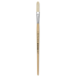 Utrecht Rhenish Pure Hog Bristle Brush - Extra Long Filbert, Size 8, Long Handle (full length)