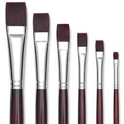 Utrecht Tuscan Synthetic Brushes -Closeup of various size Bright Brushes