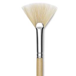Utrecht Rhenish Pure Hog Bristle Brush - Fan, Size 6, Long Handle (close-up)