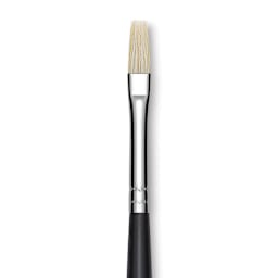 Utrecht Natural Chungking Pure Bristle Brush - Flat, Size 1, Long Handle, Close-up