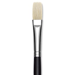 Utrecht Natural Chungking Pure Bristle Brush - Flat, Size 8, Long Handle, Close-up