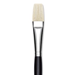 Utrecht Natural Chungking Pure Bristle Brush - Flat, Size 12, Long Handle, Close-up