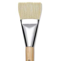 Utrecht Rhenish Pure Hog Bristle Brush - Bright, Size 20, Long Handle (close-up)