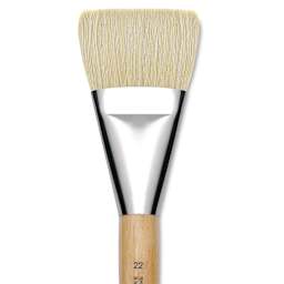Utrecht Rhenish Pure Hog Bristle Brush - Bright, Size 22, Long Handle (close-up)