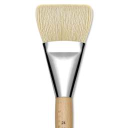 Utrecht Rhenish Pure Hog Bristle Brush - Bright, Size 24, Long Handle (close-up)