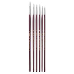 Utrecht Series 233 White Nylon Sable Round Brushes, group of six different sizes
