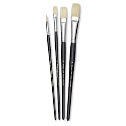 Utrecht Natural Chungking Pure Bristle Brush - Set of 4, Long Handle