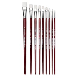 Utrecht Series 232 Synthetic White Nylon Sable Bright Brushes, full length of available sizes
