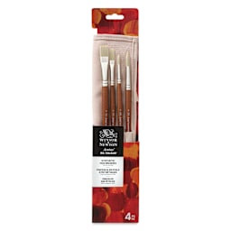 Winsor & Newton Artists' Oil Synthetic Hog Brushes - Set of 4, Canvas Wallet Case, front of the packaging