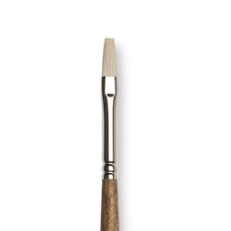 Winsor & Newton Artists' Oil Synthetic Hog Brush - Flat, Size 1, Long Handle (close-up)