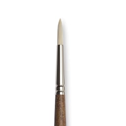 Winsor & Newton Artists' Oil Synthetic Hog Brush - Round, Size 3, Long Handle (close-up)