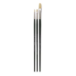 Winsor & Newton Winton Hog Bristle Brushes - Assorted, Pkg of 3, brushes shown upright
