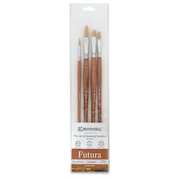 Escoda Futura Synthetic Bristle Brushes - Set of 4, in packaging