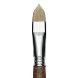 Escoda Futura Synthetic Bristle Brush - Series 5410, Short Filbert, Size 16, Long Handle, close-up