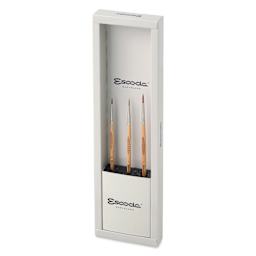 Escoda Miniature Brush Starter Set - Set of 3, Assorted Sizes, packaging